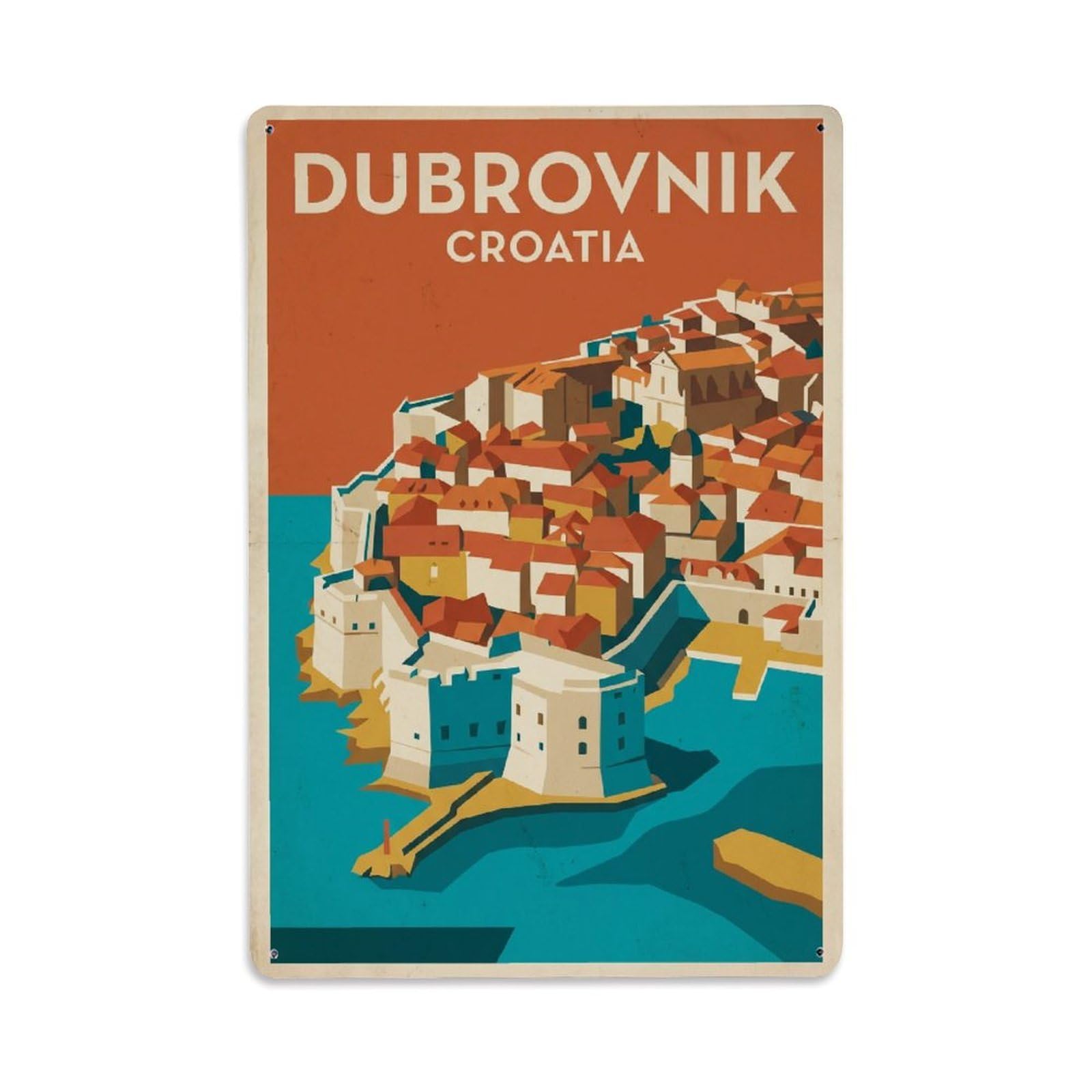 Fqcyn Style Metal Tin Sign Retro Croatia Dubrovnik Travel