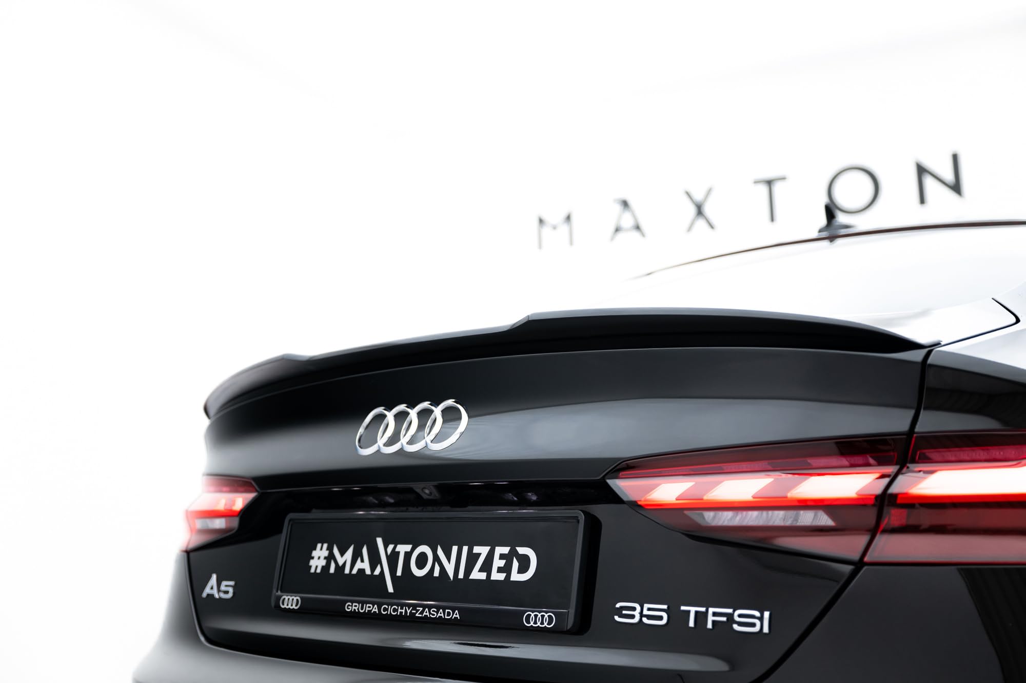Maxton Design Spoiler Flügelverlängerung Glanz Schwarz ABS kompatibel mit Audi A5 S-Line F5 Sportback (2016-)