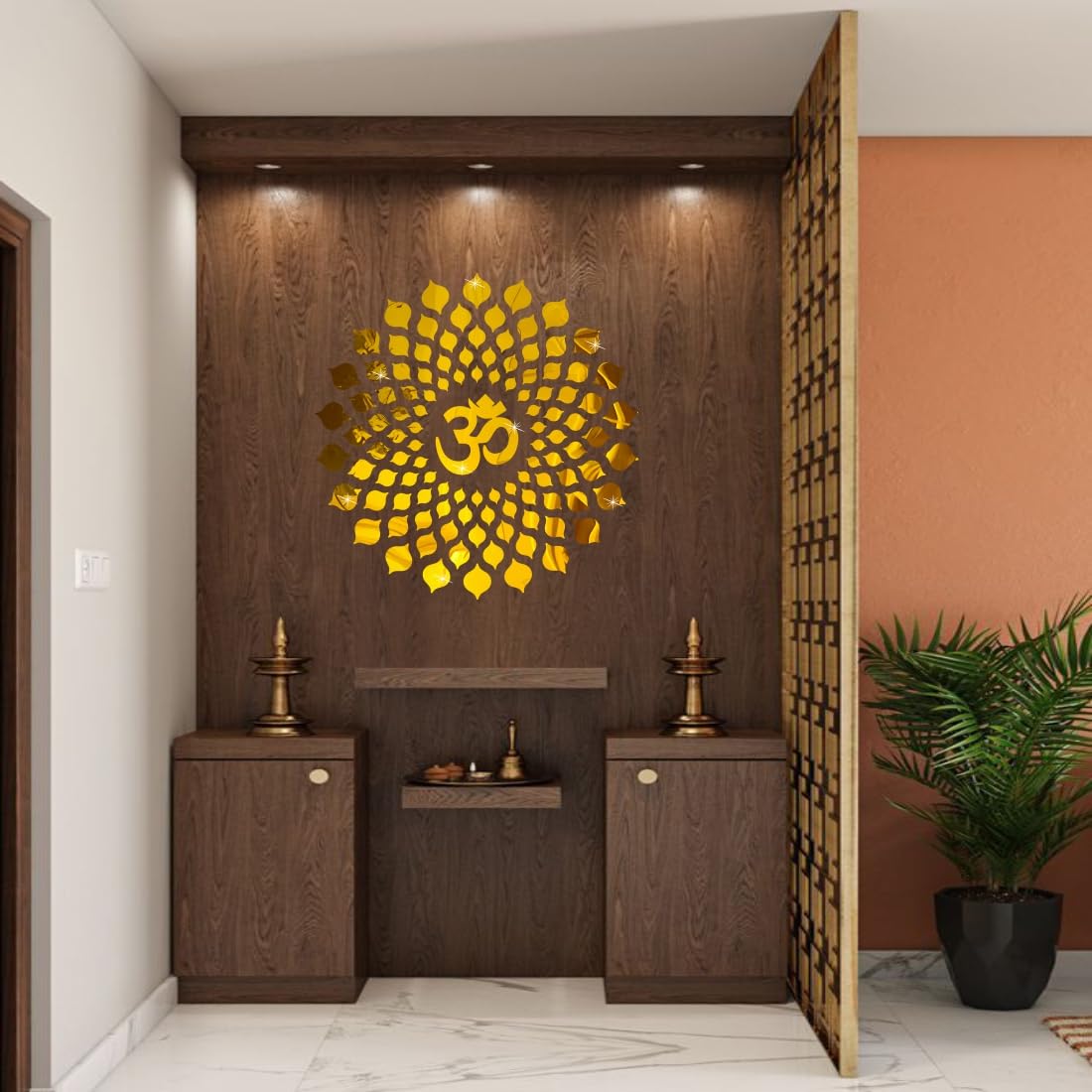 Walltech Mandala Om Golden Acrylic 3D Mirror Small Size (45Cms) Ready to Use Wall Sticker (B0DFCXH4TW) Amazon Price History, Amazon Price Tracker