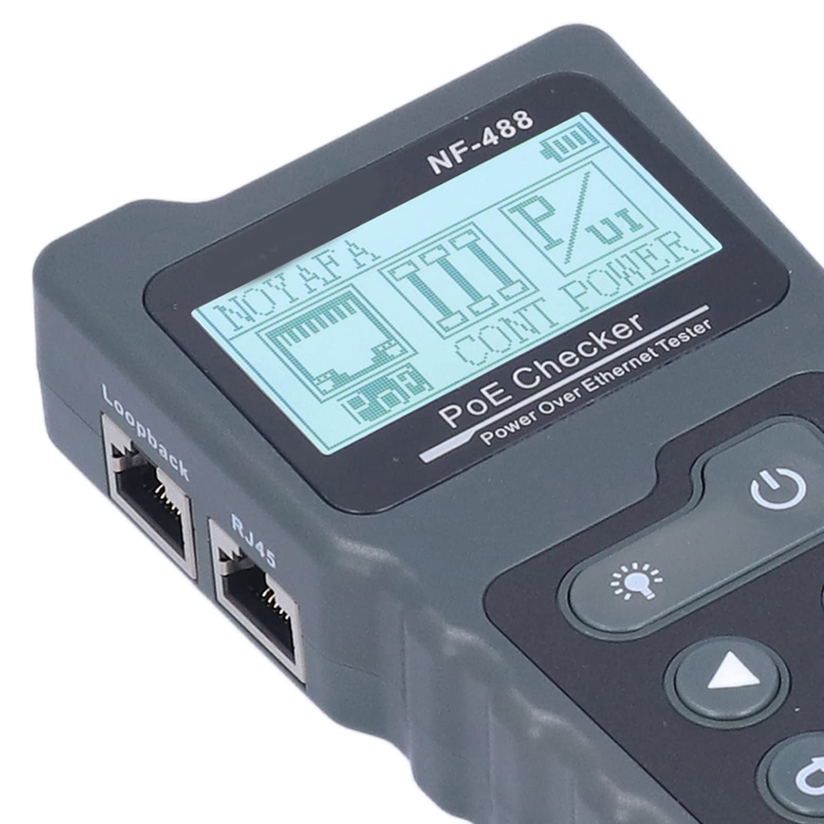 Yosoo Health Gear Probador POE LCD Ethernet Detector POE ABS NF488 con Pantalla Retroiluminada de 128 X 64 5 a 60 V y Prueba de Cables para Técnicos de Red Instaladores de Cámaras de Seguridad