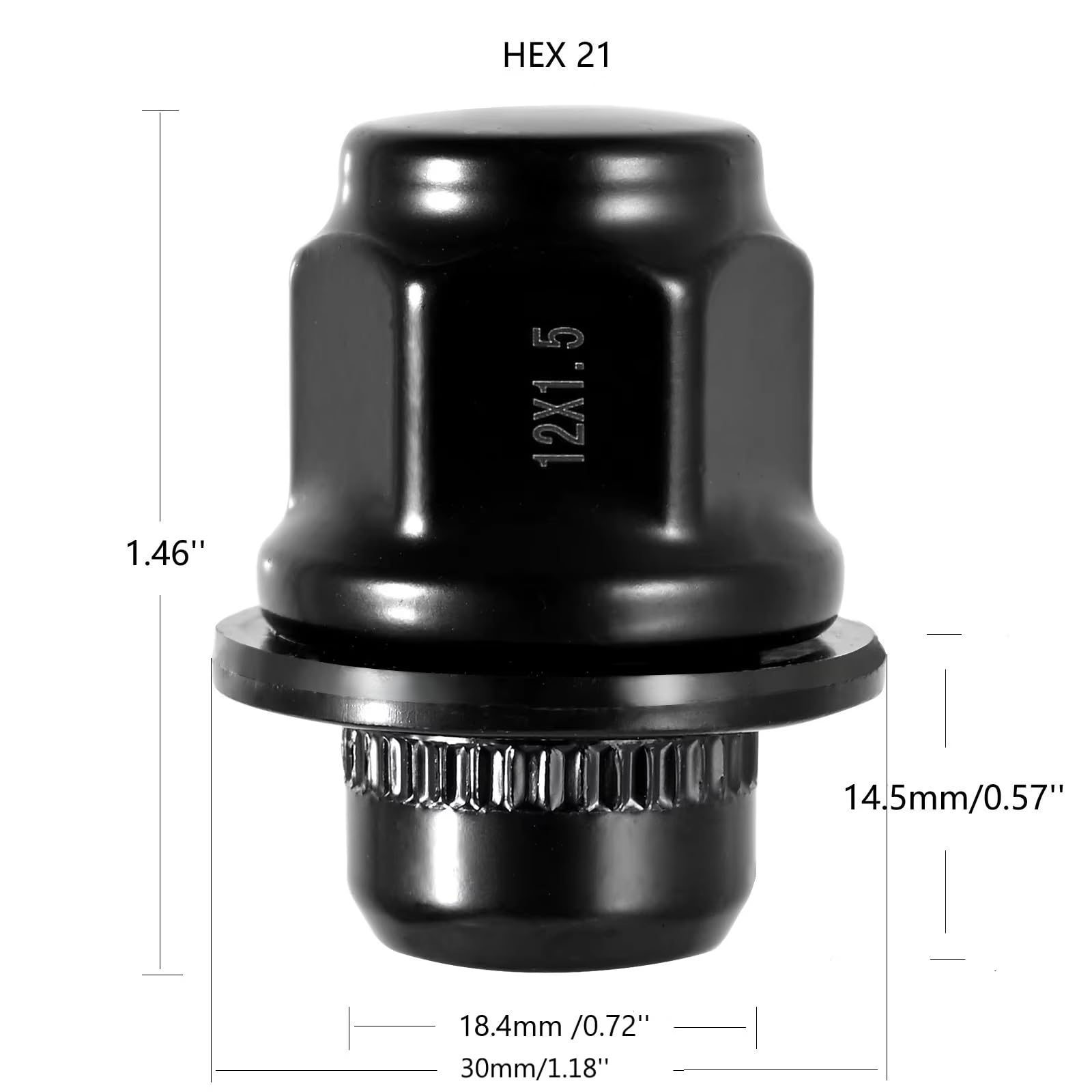 Tornillos Antirrobo Coche Compatible Con Mitsubishi Pernos Para Cubo De Rueda, Tuercas De Seguridad, Accesorios M12x1.5 13/16" 21 Mm, Hexagonal 1.46x1.18 Pulgadas, 20 Piezas