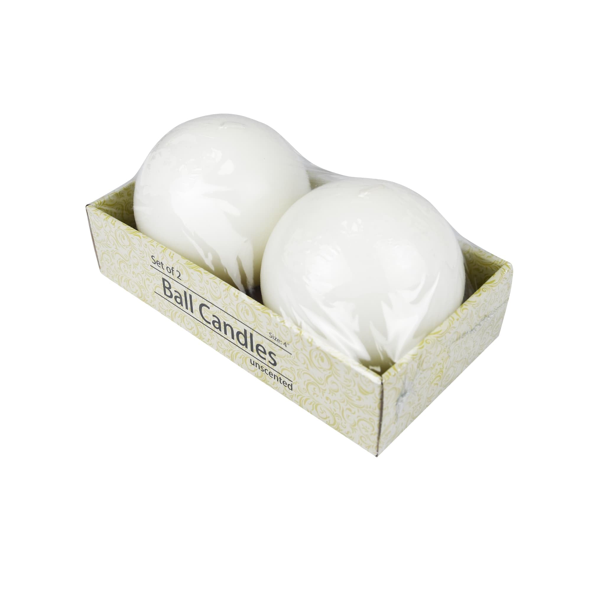 Zest Candle 2-Piece Ball Candles, 4-Inch, White