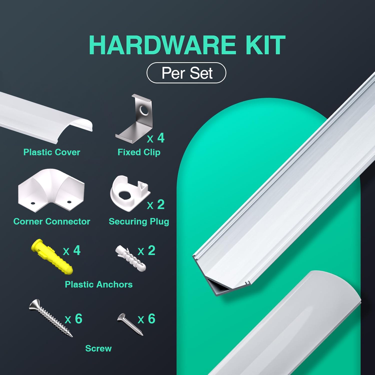 LED-Aluminiumprofil, 45-Grad-V-Winkel, 10 Stück à 1 Meter (10m Gesamtlänge), mit milchweißer PC-Abdeckung, Endkappen und Montageclips für LED-Streifen (10-teilig × 1m) [Energieeffizienzklasse A++]