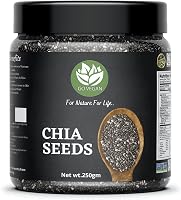 Go Vegan Raw Unroasted Chia Seeds - 250 Gram Jar Pack | Omega 3 and Fiber for Weight Loss