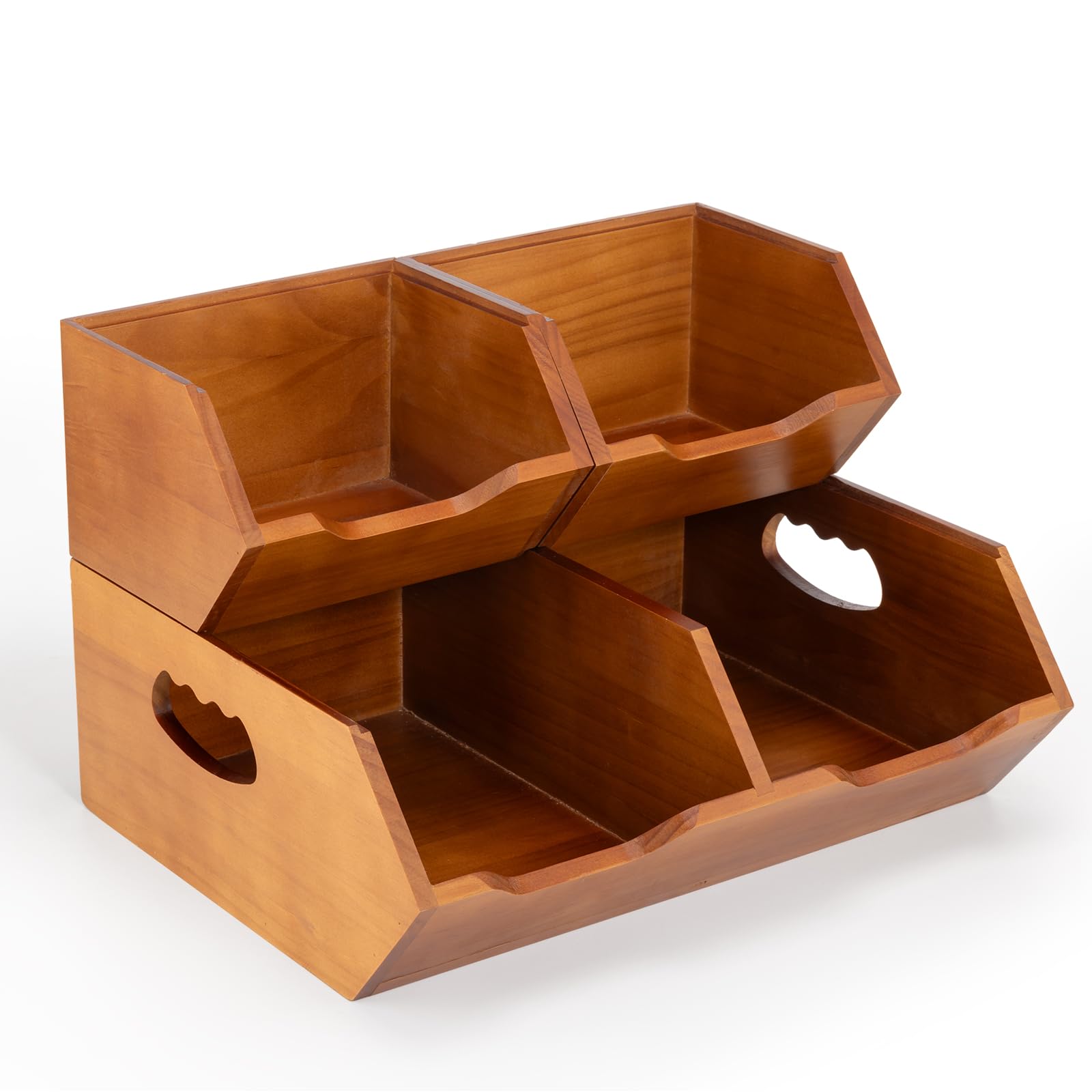 Aquzee Porta Patate, Porta Patate Cipolle Aglio, Set Di 3 Contenitori Impilabili A 2 Strati, Per Cipolle Separabili, Contenitori Cucina Organizer, Porta Pane Da Cucina, In Legno Per Frutta E Verdura