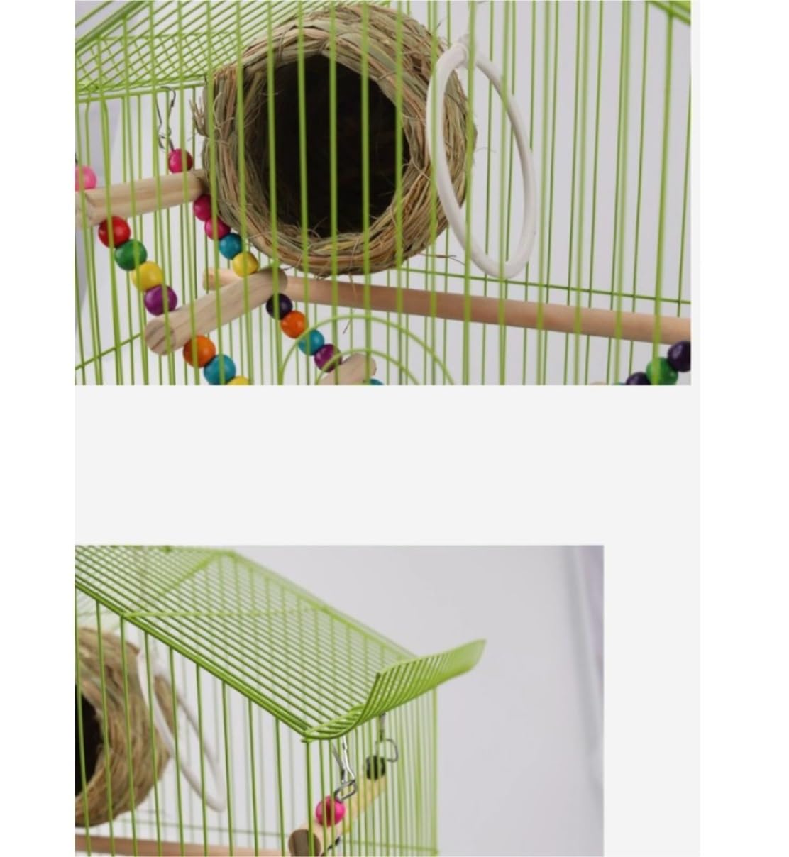 Jaula para Periquitos Jaula De Hierro para Pájaros, Jaula Transportadora De Viaje con Comedero para Loros, Conures, Lovebird, Cacatúa, Periquitos Jaulas para Aves(Grün)