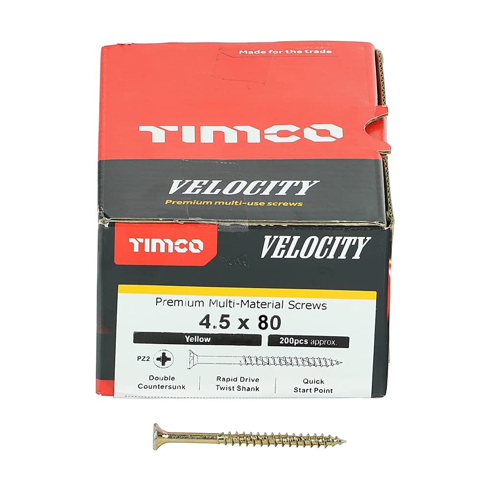 TIMCO Velocity Premium Multi-Use Countersunk Gold Woodscrews - 4.5 x 80 - Box of 200 โ image 1