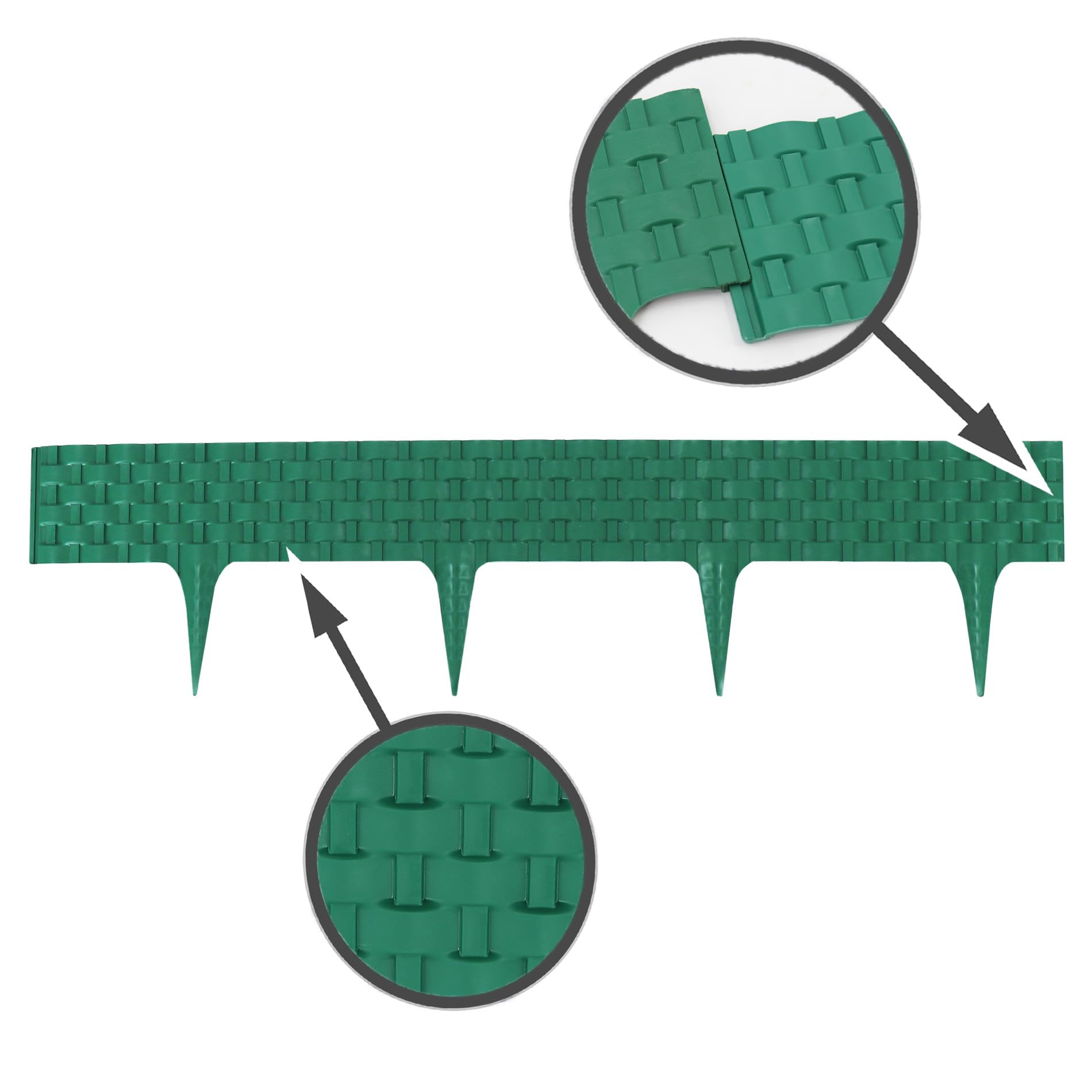 Rasenkante Rattanoptik I Grün I 20x80 cm Module I Kunststoff Beeteinfassung für Beet-& Rasenabgrenzungen I Flexible Beetumrandung Rollboarder