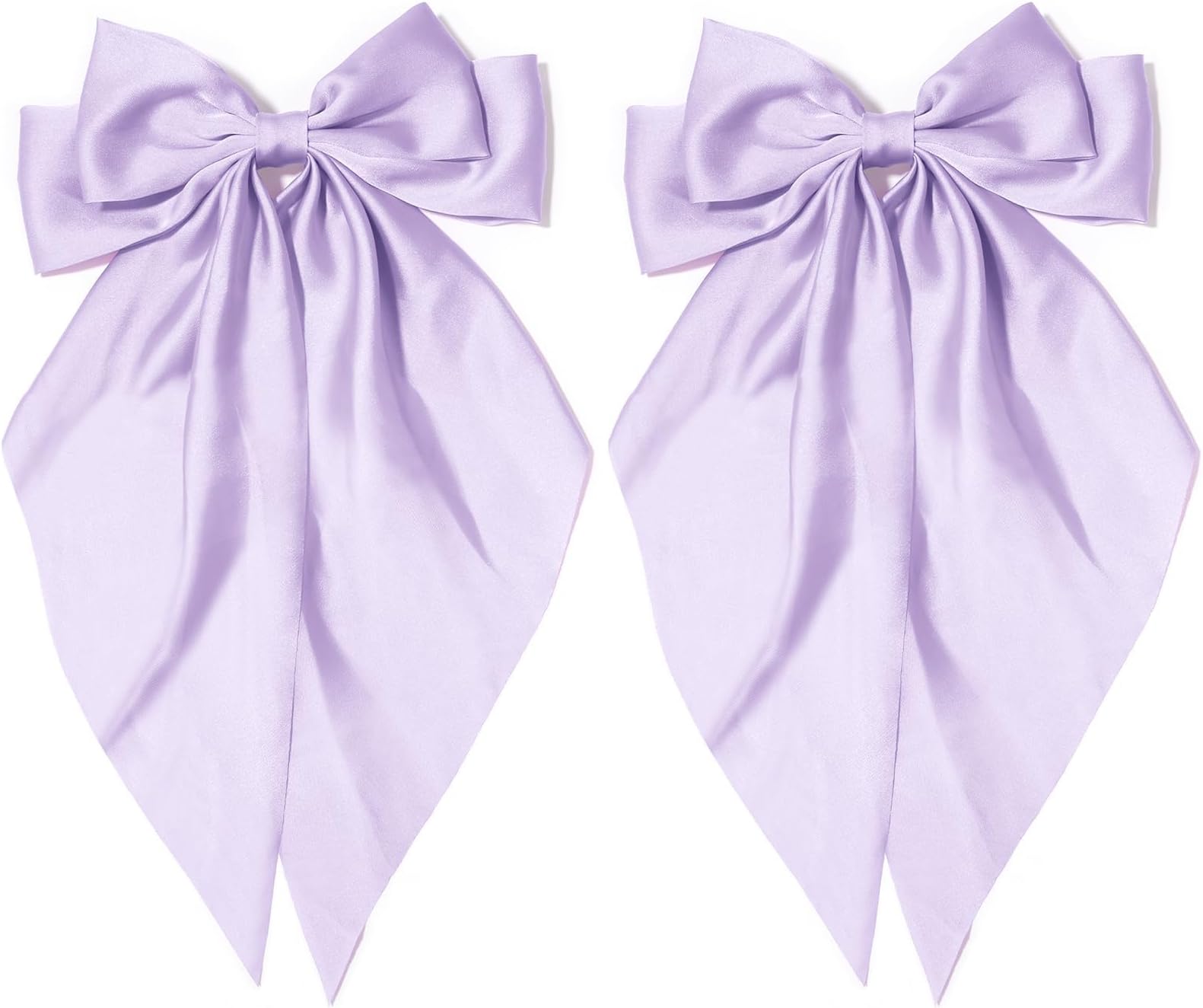 Hair Bows for Women Big Silky Satin Hair Bow 2 Pcs Hair Barrettes for Women Large Hair Bow Clips Silky cream color Hair Bow Black Hair Bow Oversized French Bowknot Ribbons (Purple 2Pcs)