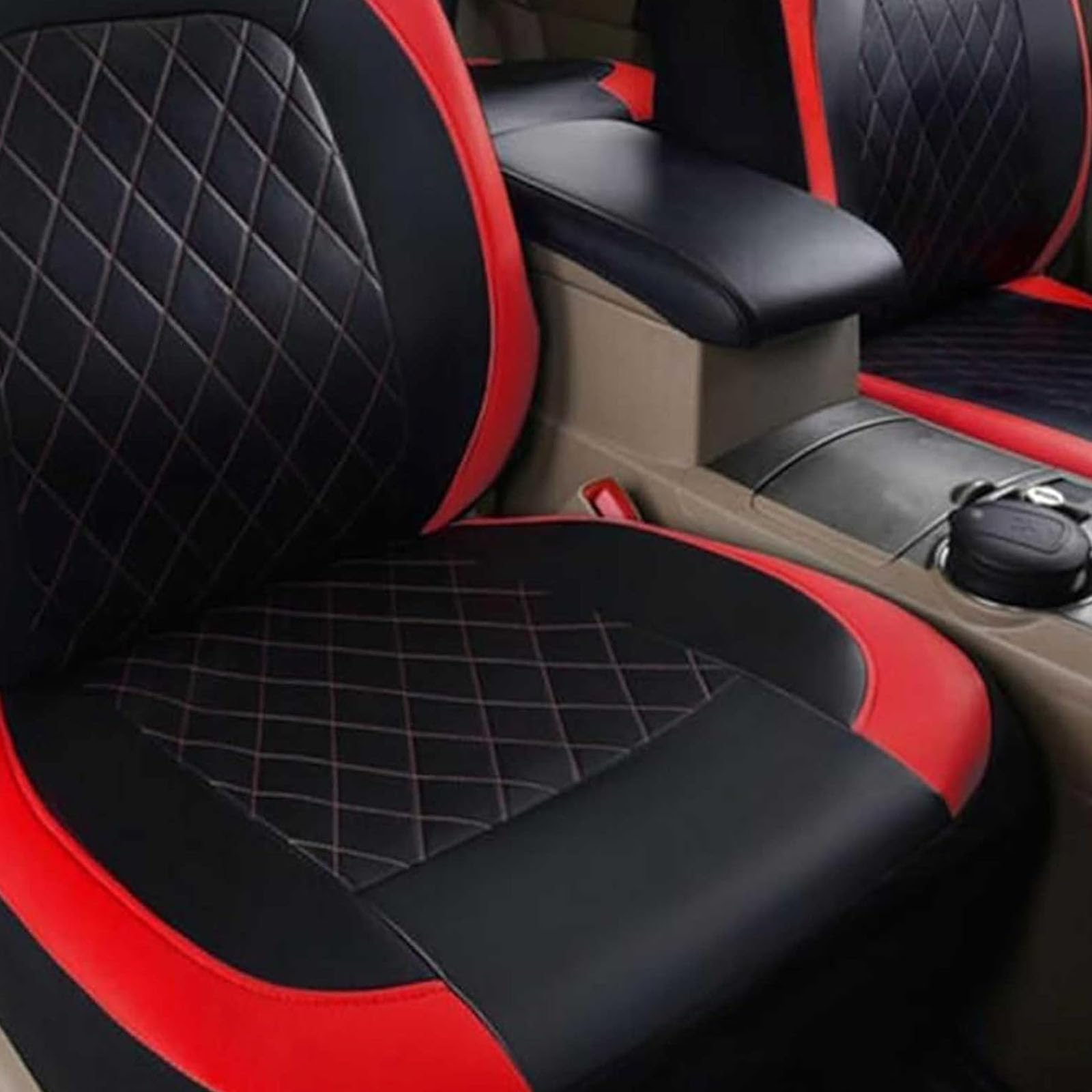 Housse de siège de Voiture pour Aixam Crossover, 2 Housses De Siège Avant De Voiture Confortable AntidéRapant Et ImperméAble Accessoires,D/Red