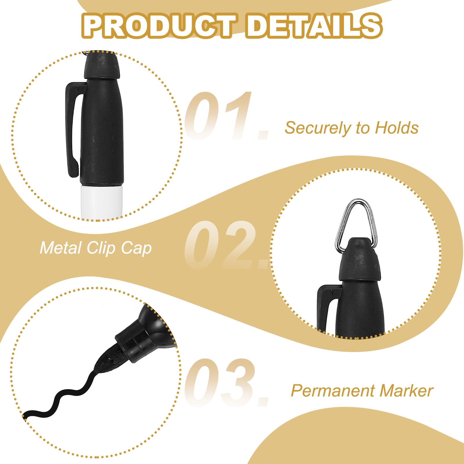 PATIKIL 50 Pcs Mini Permanent Markers with Clips Golf Ball Markers Pen Badge Ink Pens Golf Keychain Clips for Home Office Supplies Sports Outdoor Activities - Image 3