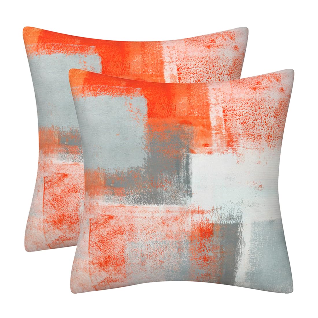 EMEMA Set di 4 federe decorative in velluto a coste, autunnale, patchwork, 50 x 50 cm, per divano, poltrona, casa, camera da letto, serie arancione