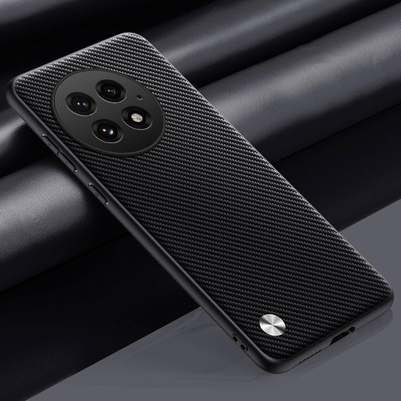 for Oneplus 13 Case: [Vegan Leather] [Anti-Fingerprint],Thin Slim Case Soft Bumper Shockproof Protective Phone Cover for Oneplus 13 (Carbon)