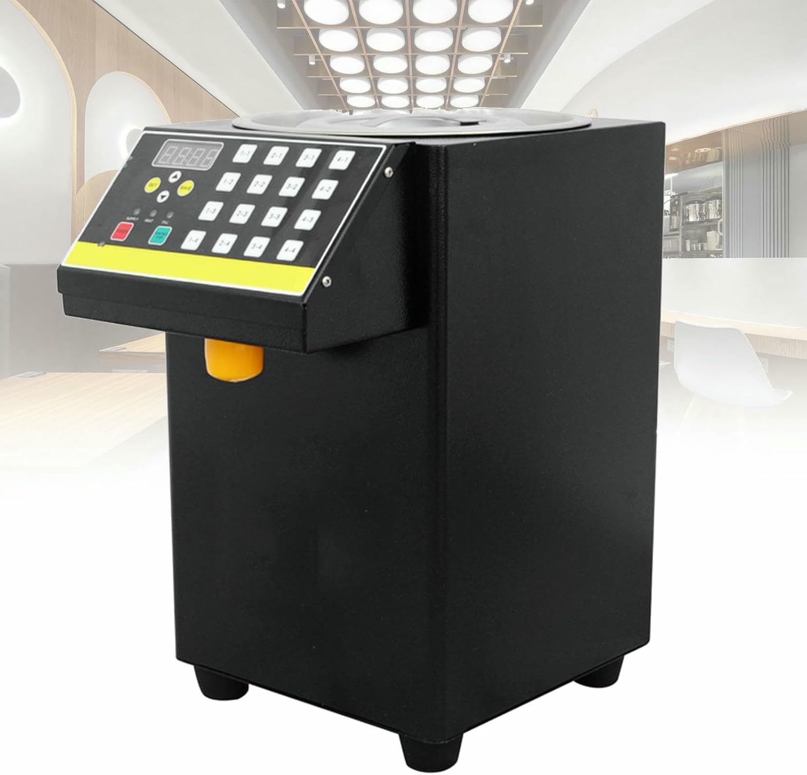 FHRKA Automatic Fructose Dispenser 8.5L Sugar Syrup Dispenser Machine Stainless Steel Fructose Quantitative Machine For Homes Ice Shops (Black 110V)