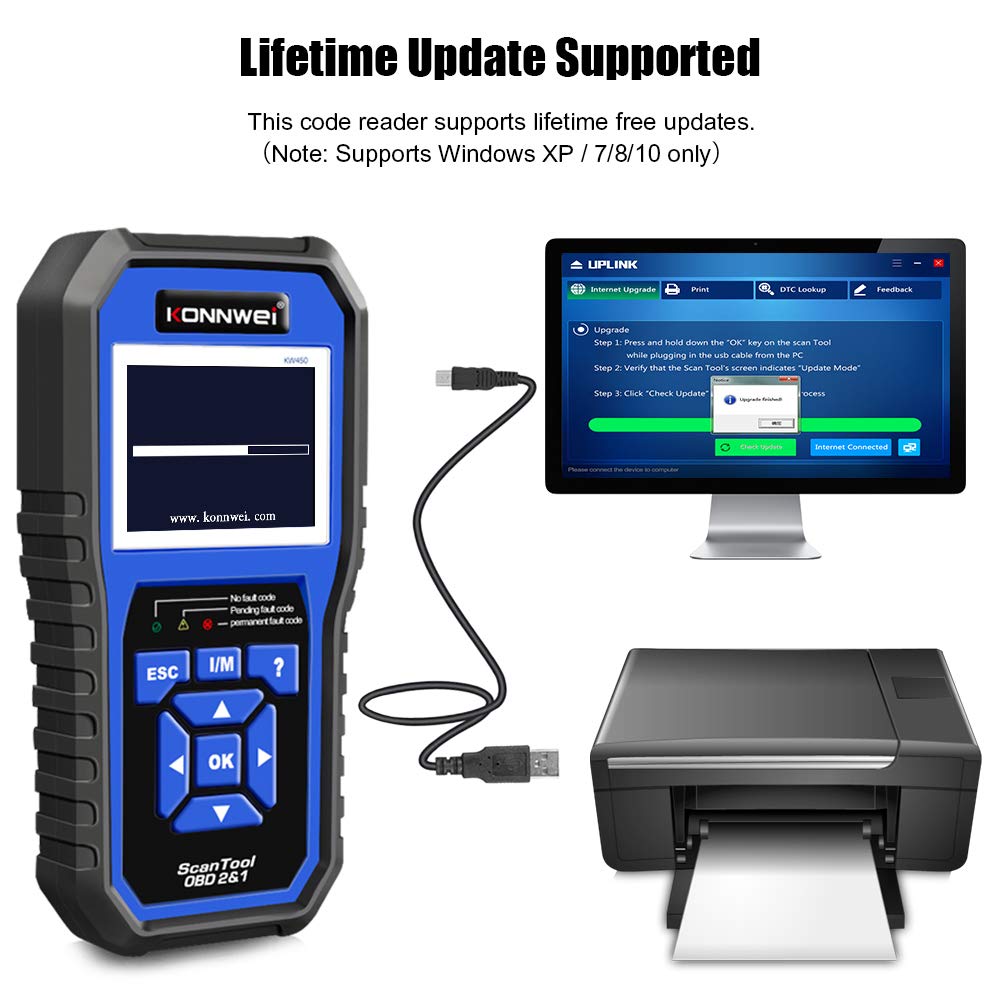 KONNWEI KW450 OBD2 urządzenie diagnostyczne kompatybilne z pojazdami VAG, wszystkimi systemami samochodów, urządzenie do odczytu błędów, kontrolka silnika EPB, ABS, SRS, OBD, olej, TPS, narzędzie do resetowania