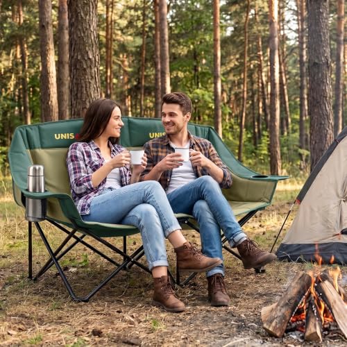 Unisakey Silla de Camping Doble, Loveseat Sobredimensionado Capacidad 650LBS, Verde miniatura 2