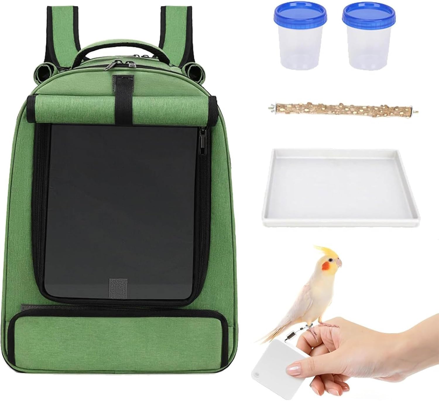 Ventilated Bird Carrier Backpack for Cockatoos Parakeets Highlighting Ventilated Net Clear Window and Defended Slide Travel Friendly Bird Cage Pack