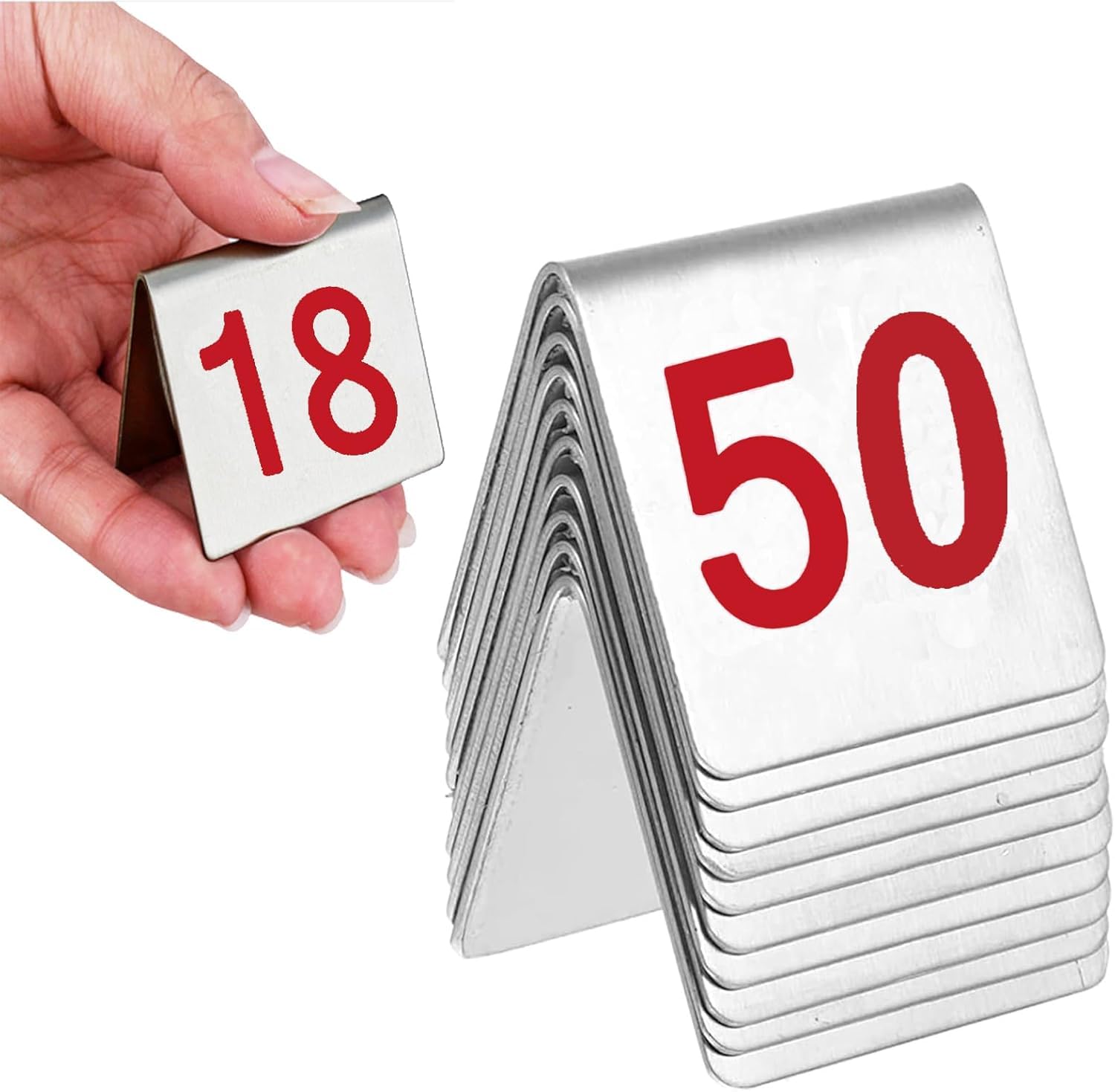 Números de Mesa de Carpa de Doble Cara, Placas Apilables para Restaurantes, Bodas Y Fiestas de Cumpleaños, de Acero Inoxidable./1-100
