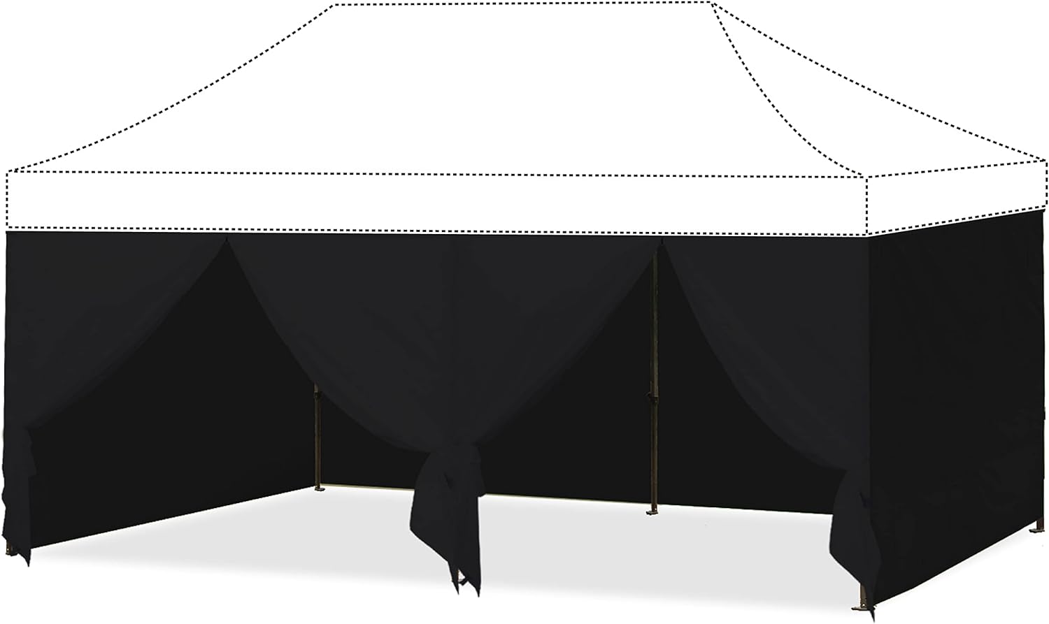 ABCCANOPY Pared lateral de 10 x 20 pulgadas, color negro (solo 4 paredes, no incluye marco ni parte superior)