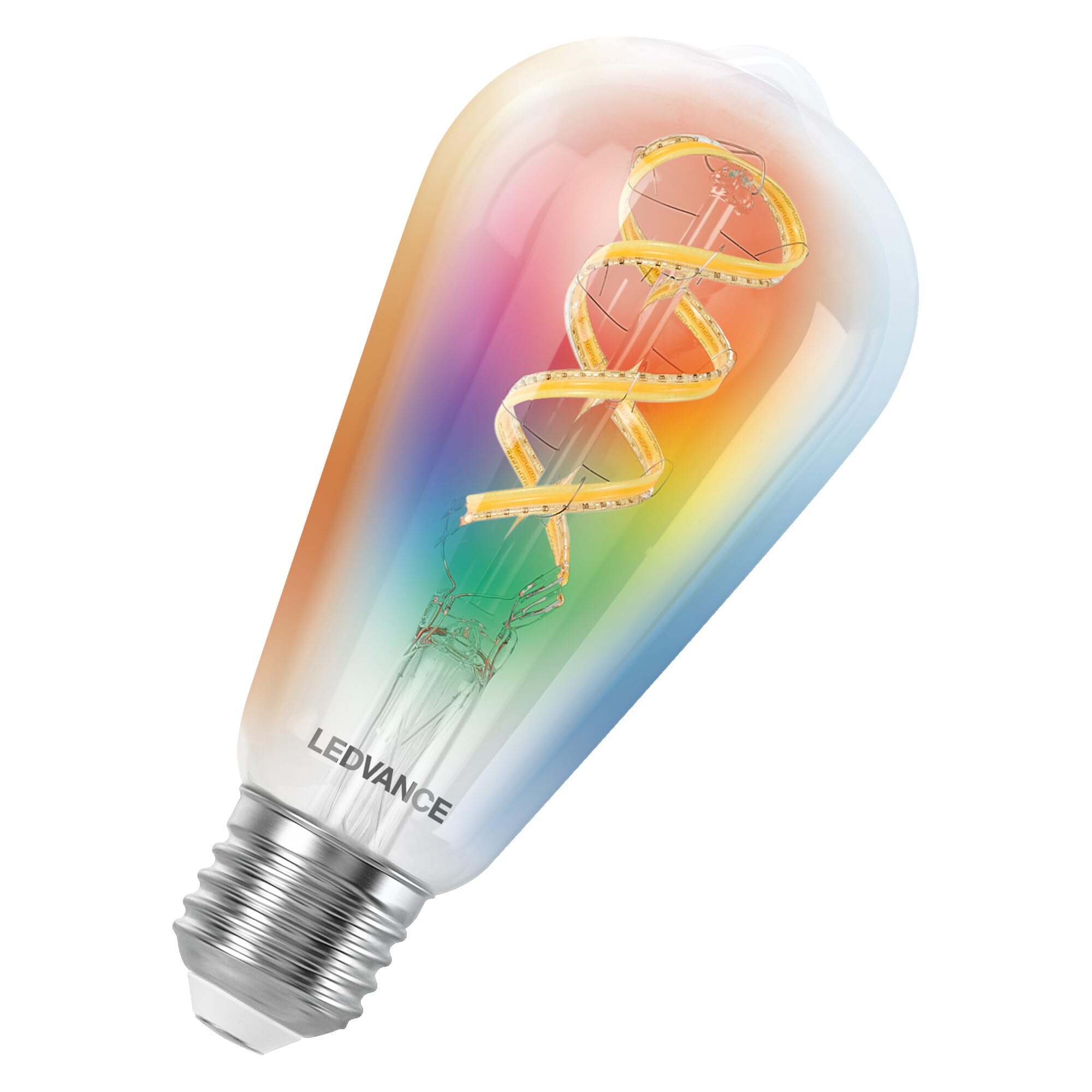 LEDVANCE SMART+ MATT LED lampe, compatible avec Google, Alexa, Apple, Glass Blanc, 4,8W, 470LM, E27, Couleur Lumière et Lumière blanche, avec Vocal Control, jusqu'à 15 000 HRs, 4-Pack