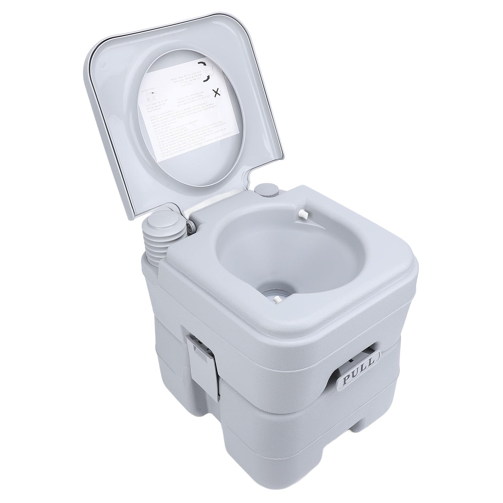 Inodoro Portátil para Acampar, Resistente, Fácil Descarga para Viajes en Vehículos Recreativos, ABS Gris, 20 L, 440 Lb, Inodoro para Interiores y Exteriores (Doble salida)
