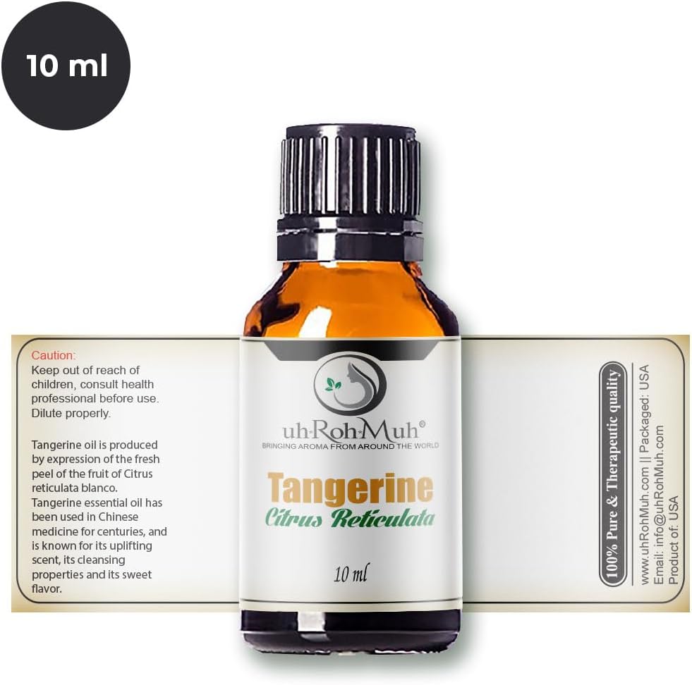 Tangerine Essential Oil, Citrus Reticulata, Cold Pressed Citrus Peel Oil, Sweet Citrus Aroma for Aromatherapy, Diffuser, Massage, Skin Care, Natural Fragrance Oil for Blends – 10 ml