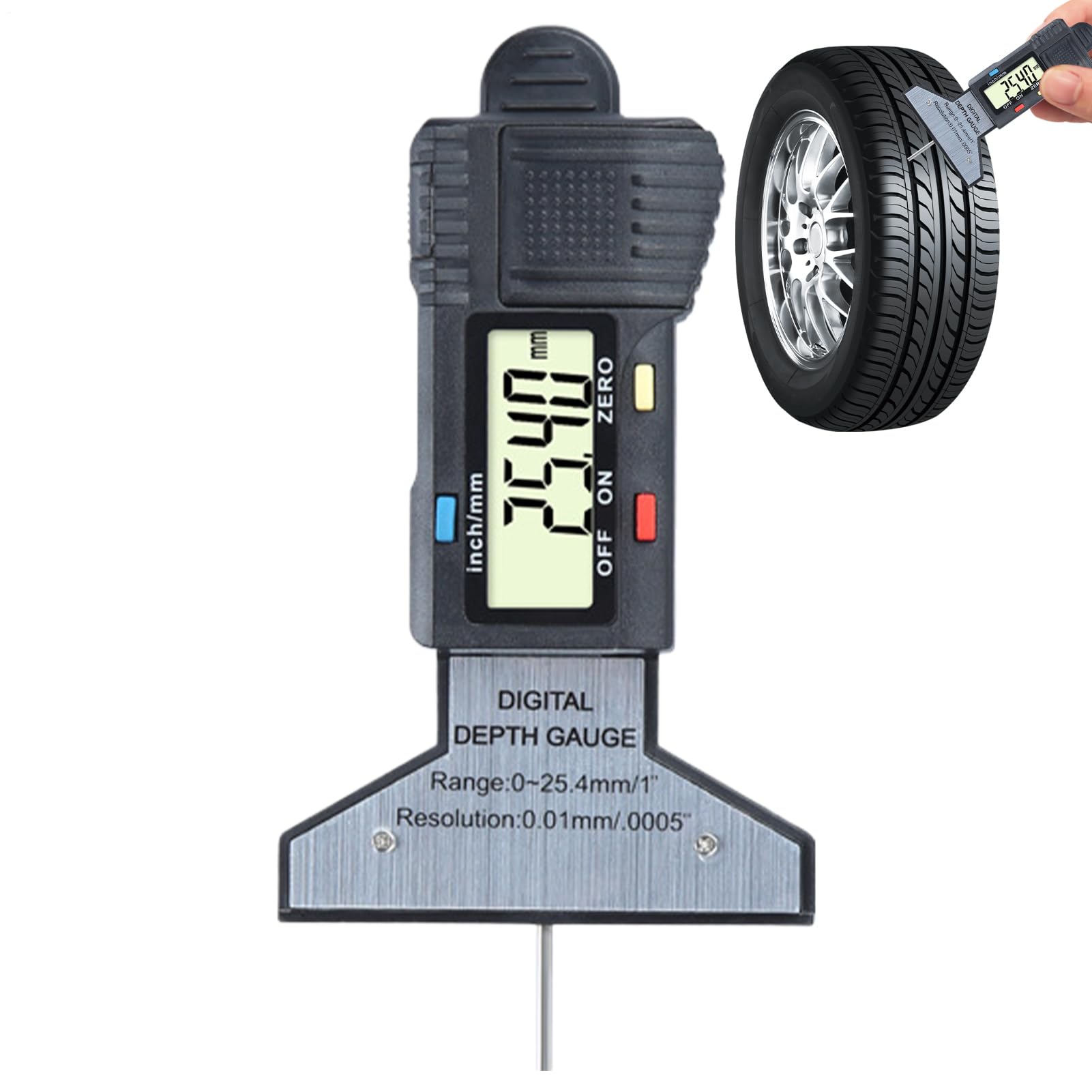Comprobador de neumáticos con resolución de 0.01 mm y sensor digital de gran precisión 8