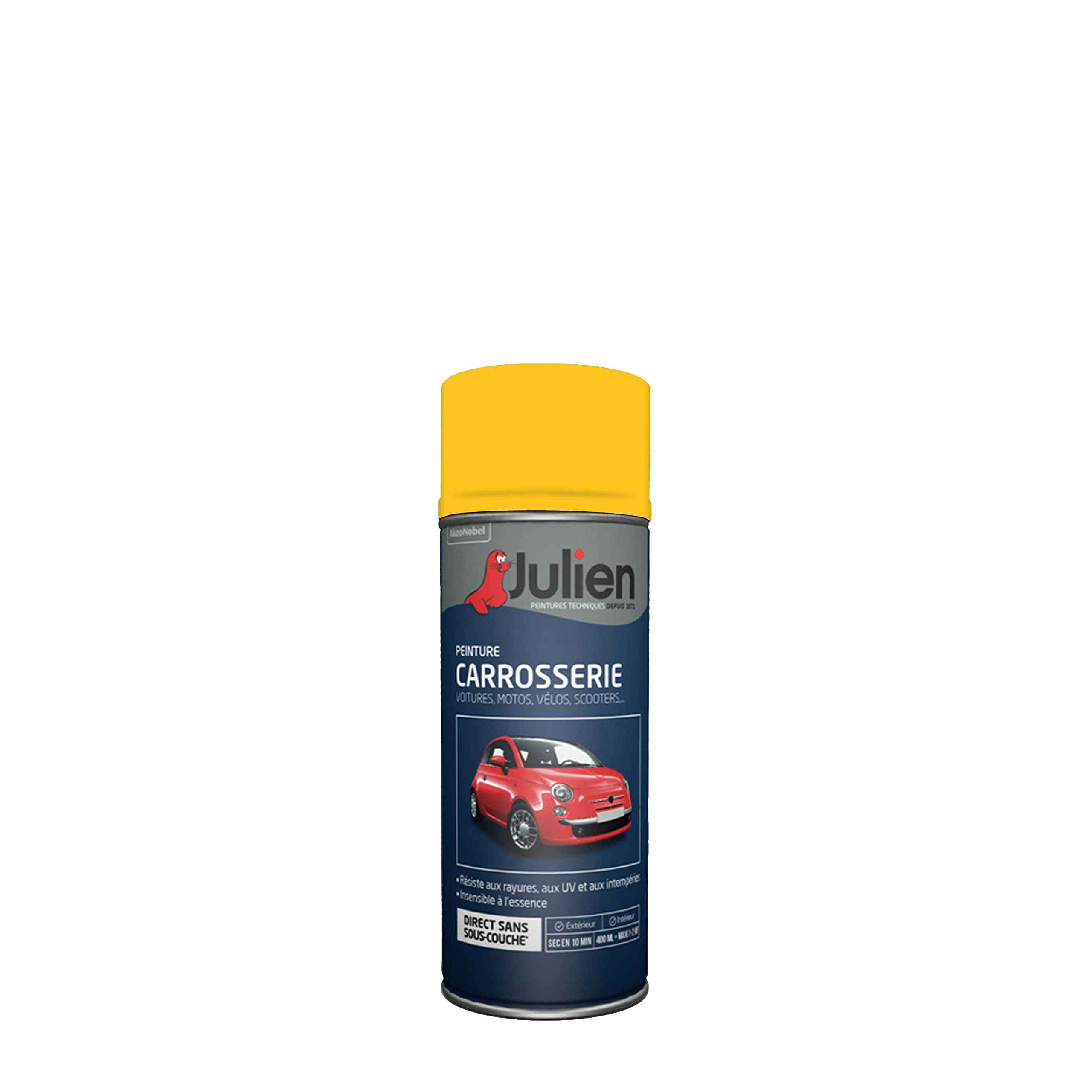 Peinture Aérosol Carrosserie Julien Jaune 400ml pour Voitures et Deux-Roues