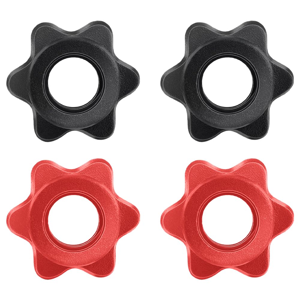 4 Pezzi Chiusure a Stella, Antiscivolo Sollevamento Pesi Fissi Manubri Dado Esagonale Chiusure per Bilanciere 25 mm Barra Bilanciere Esagonale Dadi Spin Lock Collari per Sport di Allenamento