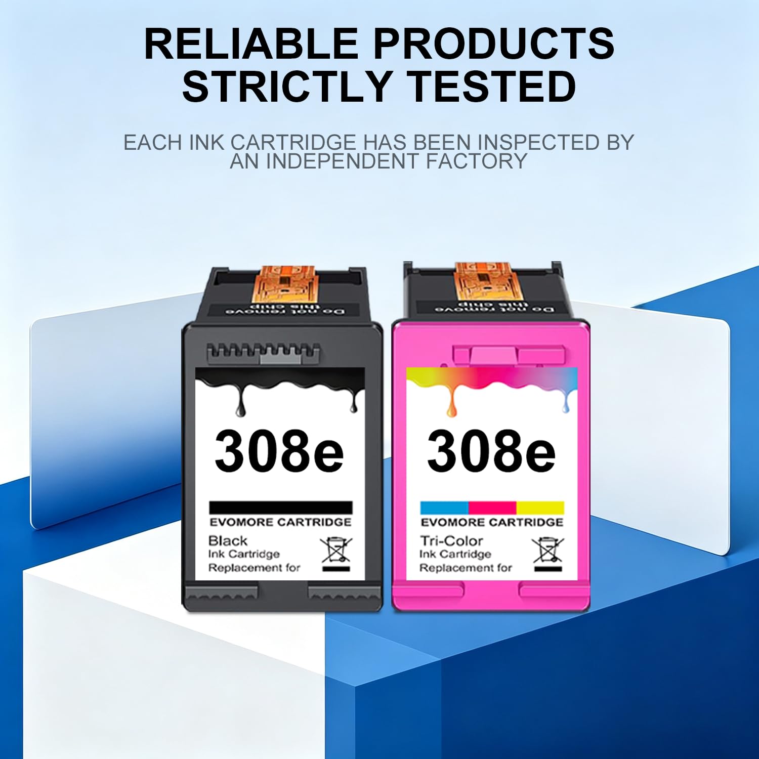 308XL - Cartuccia di ricambio per HP Envy 6120, compatibile con HP 308XL, per HP Envy 6110e, 6120e, 6122e, 6130, 6132e, 6532e (1 nero, 1 colore)