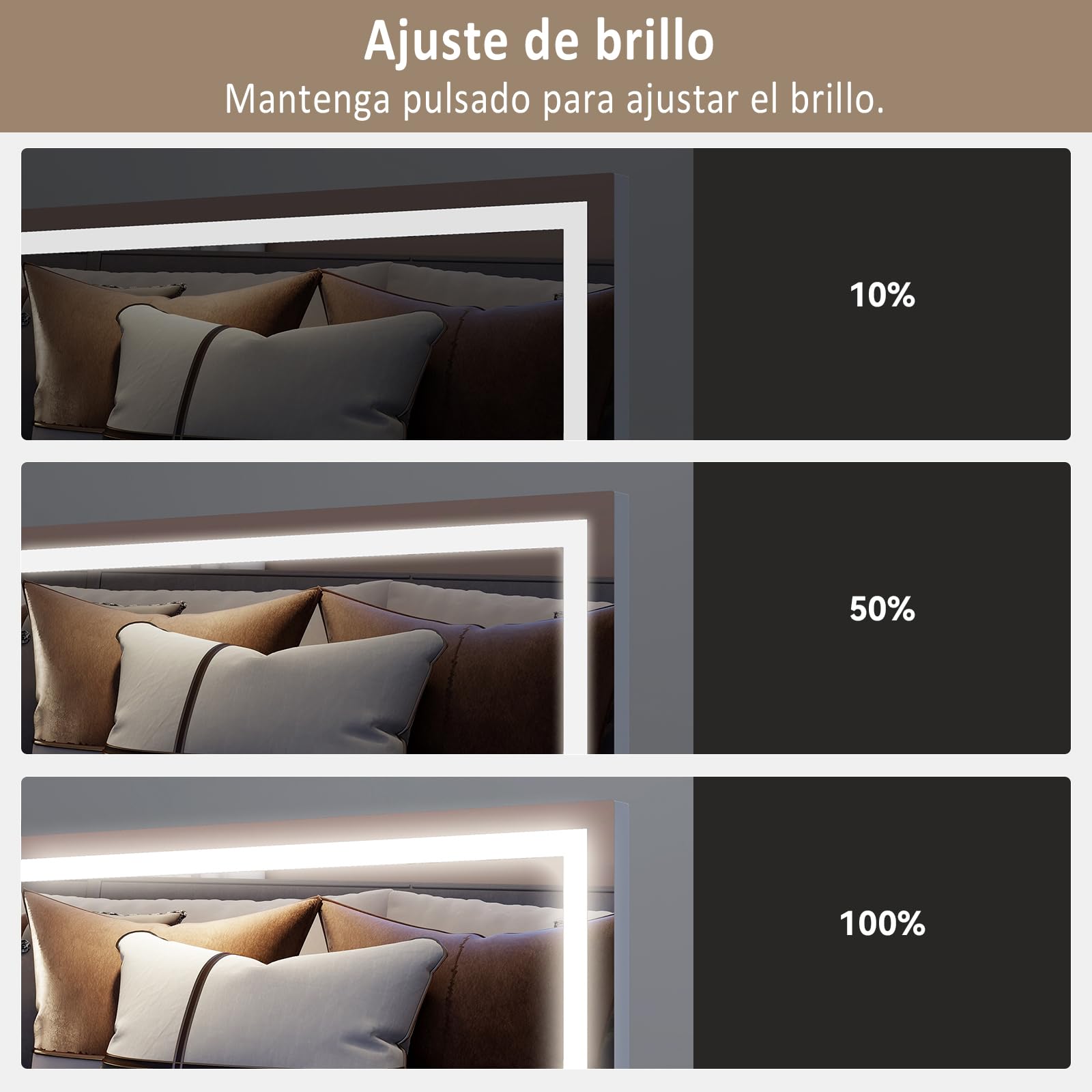 YU YUSING Espejo Maquillaje con Luz, 70x55cm, 3 Modos Iluminación Regulables, Espejo Tocador Grande, Espejos de Mesa, Cargador USB, 10x, Vanity Mirror Tocador Dormitorio, Controles Táctiles, Blanco