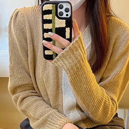 Tewwsdi Checkered Phone Case Compatible With Iphone 13 Pro 6.1Inch Soft Fluffy Case Girly Retro Chic Slim Bumper Furry Fabric Washable Protective Cover(Checkerboard) #TOP1