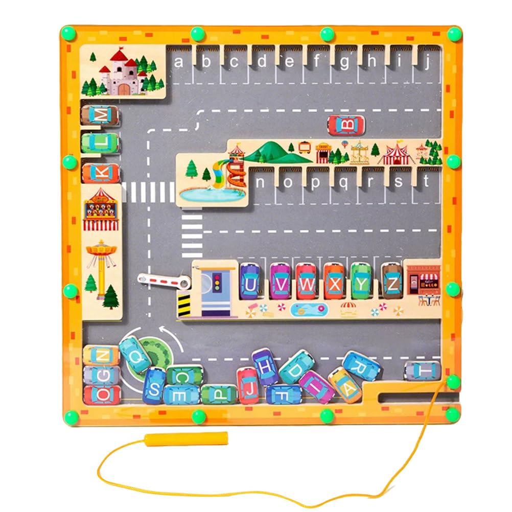 ttnmrc Montessori Wooden Magnetic Alphabet Maze Toy