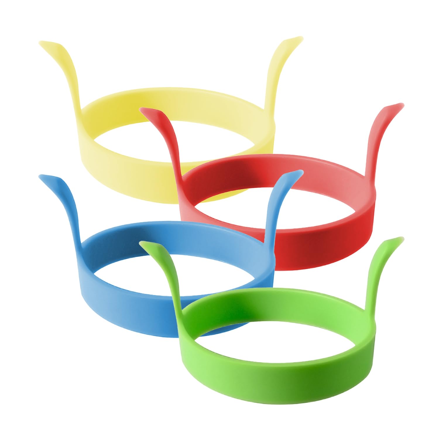 Bojueshaw 4Pcs Silicone Egg Cooking Rings,Egg Frying Ring with Handle,Round Non-Stick Molds for Pancake,Mcmuffin,Omelettes,Crumpets