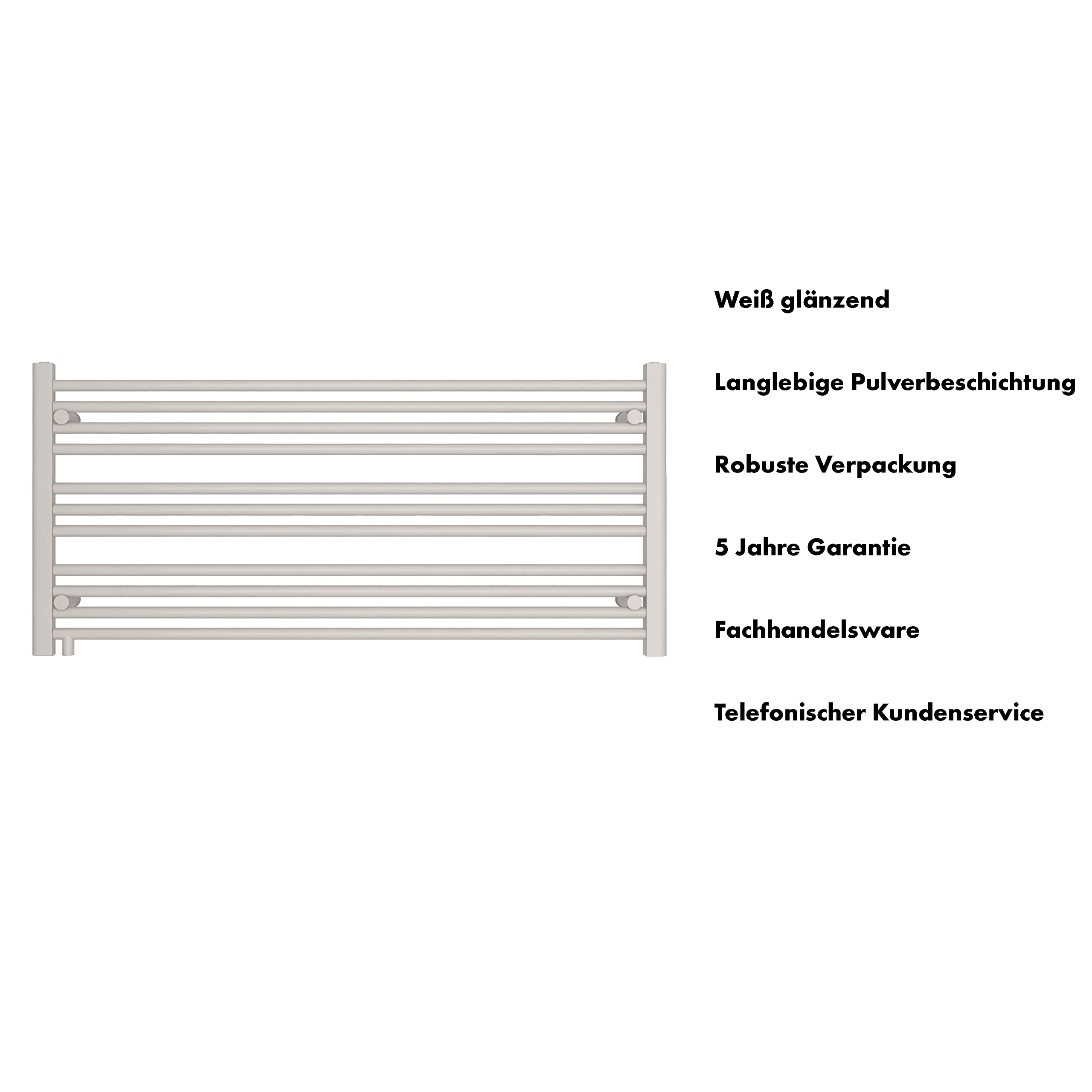 SHV Badheizkörper Pegasus mit Seitenanschluss 1200 x 550 mm Weiß Handtuchheizkörper Stahl