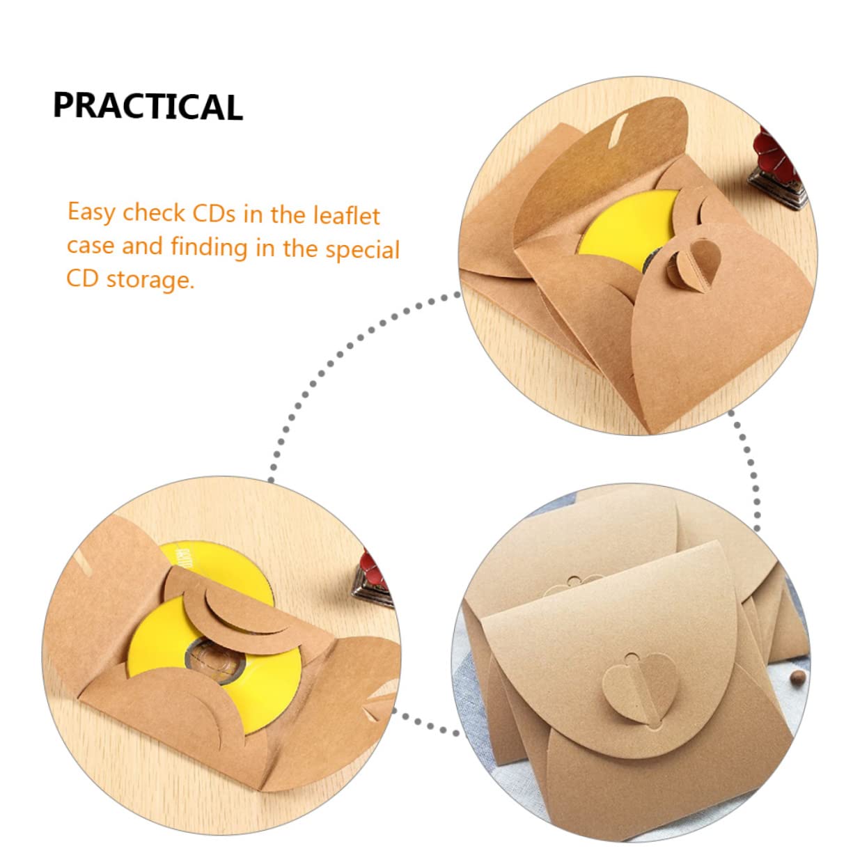 OSALADI Buste in Carta Kraft Protezione da Polvere e Graffi per per CD e Dvd 50 Pezzi con Chiusura Cuore Adatte per Conservazione Domestica e Cinematografica