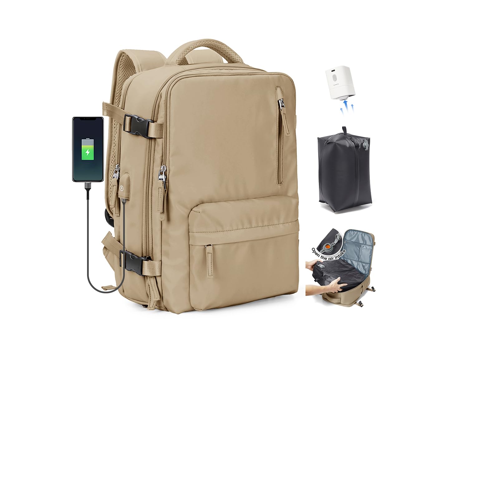 SZLX Zaino Ryanair 40x30x20 Sottovuoto Bagaglio a Mano 40x20x25 Donna Zaino da Viaggio 40x30x20 Wizzair Borse da Cabina per Easyjet 45x36x20 Uomo per Laptop 14 Pollici con Porta USB e Porta Scarpe