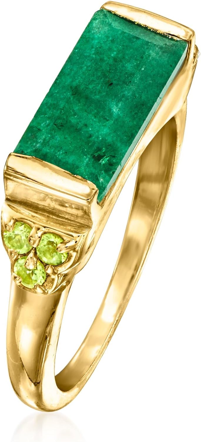 Ross-Simons 5.50 Carat Emerald and .60 ct. t.w. Peridot Ring in 18kt Gold Over Sterling
