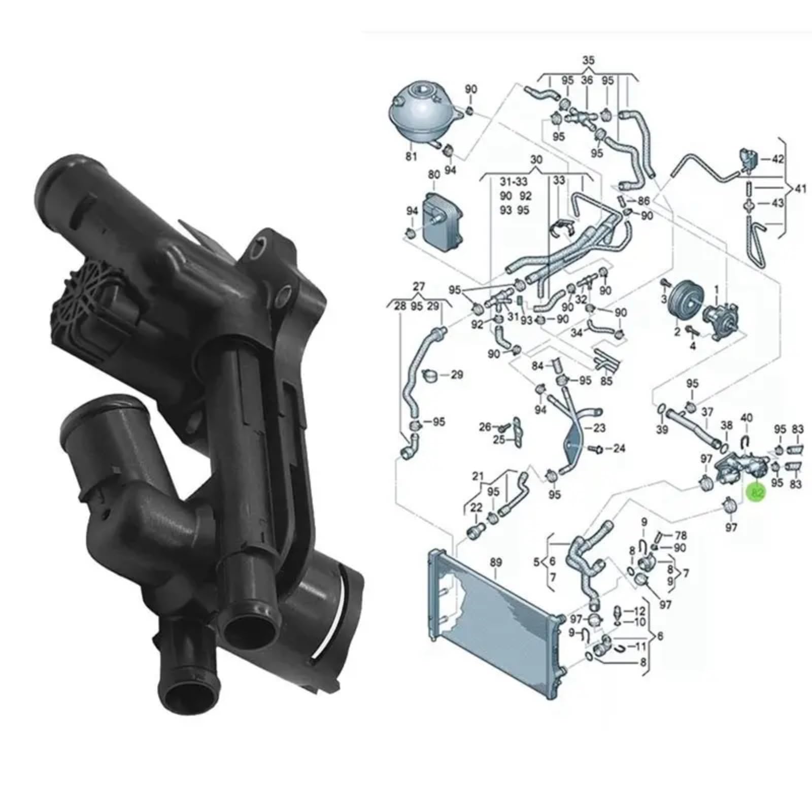 Thermostat Moteur Voiture Pour VW Pour Beetle 2012-2019 03F121111A