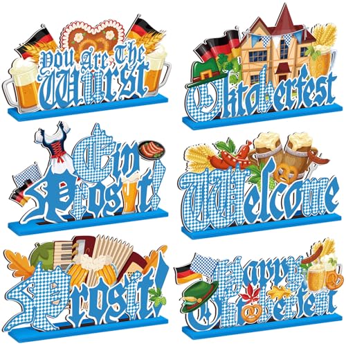 Threehoney 6 Pcs Oktoberfest Wooden Centerpieces...