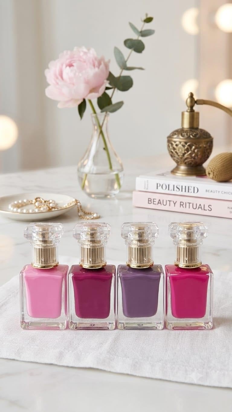 Nail Polish Set of 4 | Baby Pink, Strawberry Red, Lavender & Pink | Quick Dry Long Lasting Glossy Nail Paint | High Pigment Chip Resistant Nail Color for Women & Girls-image-36