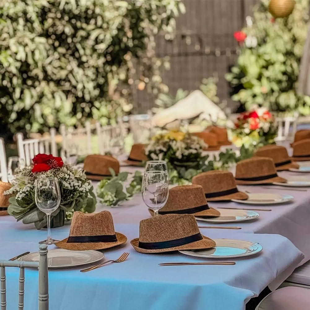 Sombreros Panamá de ala Corta, Sombreros Fedora Unisex para la Playa, Ideales para Fiestas, Disfraces y Bodas.