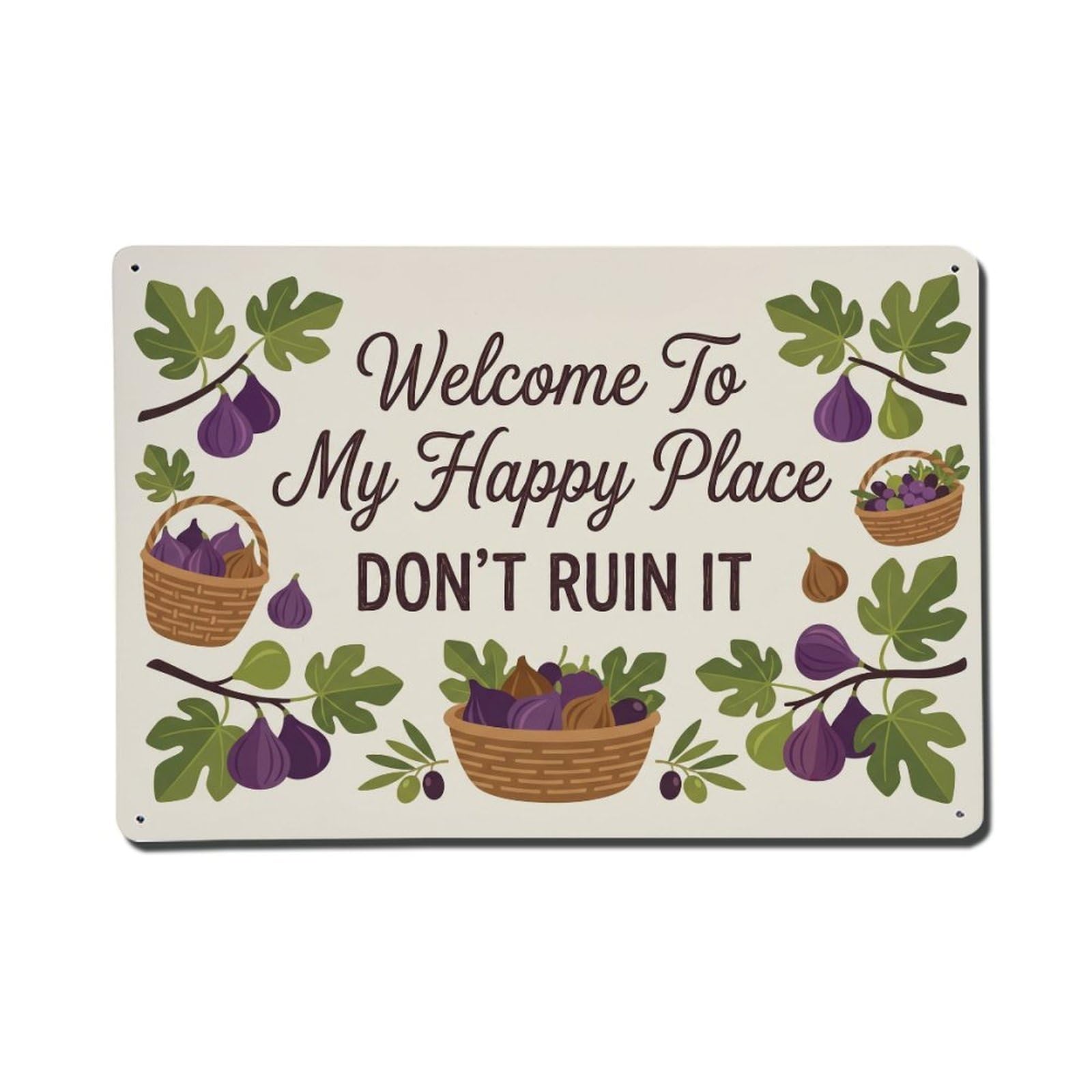 Fig Orchard Mediterranean Kitchen Humor Metal Tin Sign Plaque Wall Decor for Cafe, Club Bar, Office, Home Garden Metal Poster 8x12Inch