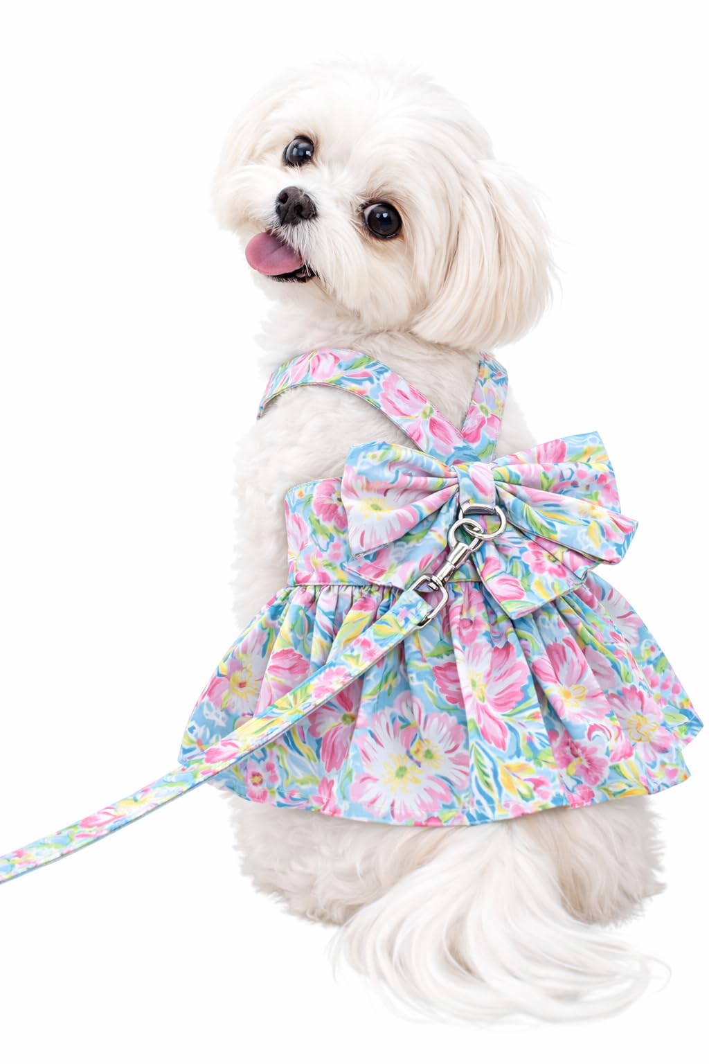 Dog Dress Bow Tie Harness Leash Set Harness Dress for Small Dogs Cute Dog Pet Girl Puppy Summer Clothes for Female Bunny Clothes Yorkie Chihuahua