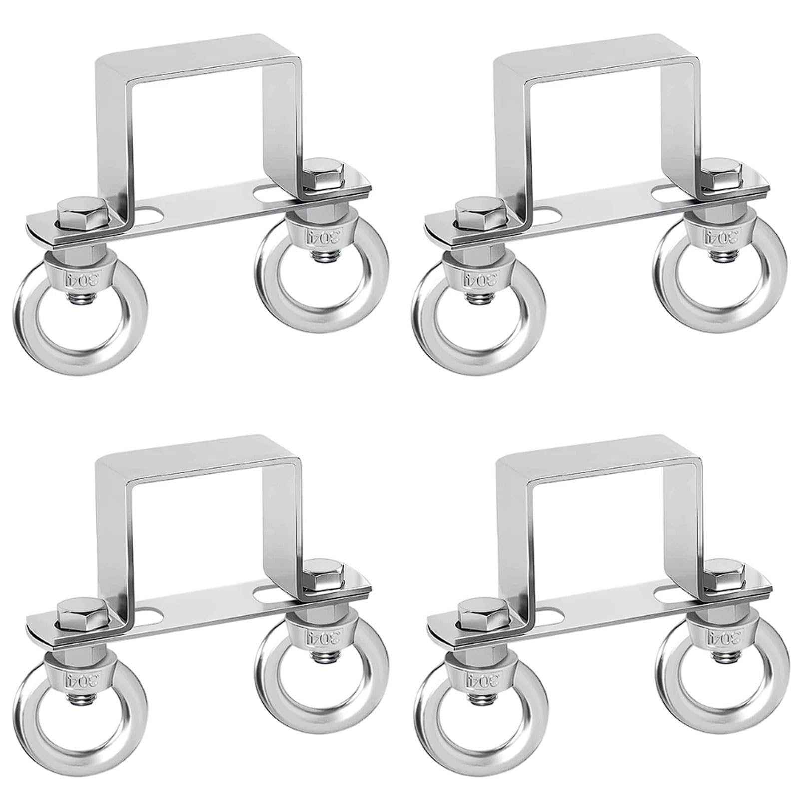 Set di clip a sella quadrate in acciaio inox 304, 4 set di anello appendiabiti, fascetta per tubi, gancetto, staffa ad angolo retto Fibbia di fissaggio(100 * 50)