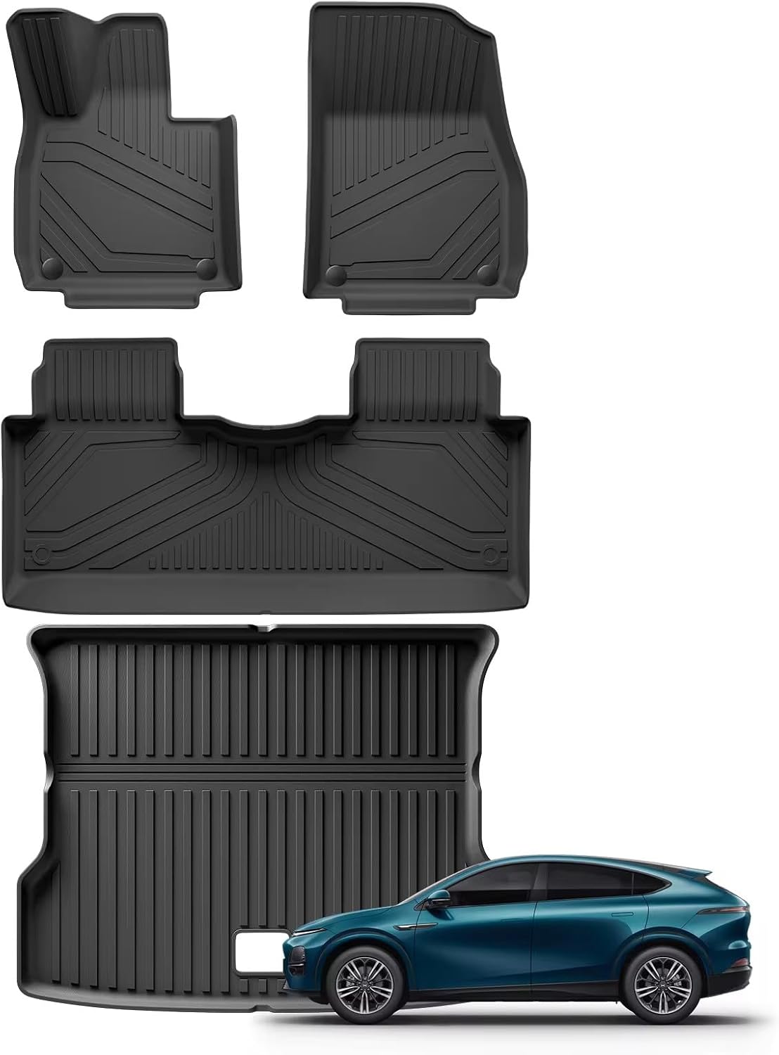 for Xpeng G6 2023-2025, Car Floor Mats Cargo Liner Trunk Pad Foot Mat Set Car Accessory(8pcs Sets)