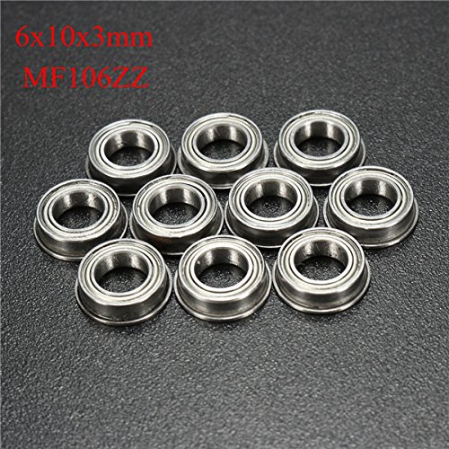 10 Roulements à Billes MF106ZZ Acier Inoxydable - Dimensions 6x10x3 Mm - Mini Roulements à Bride Pour Petits Mécanismes
