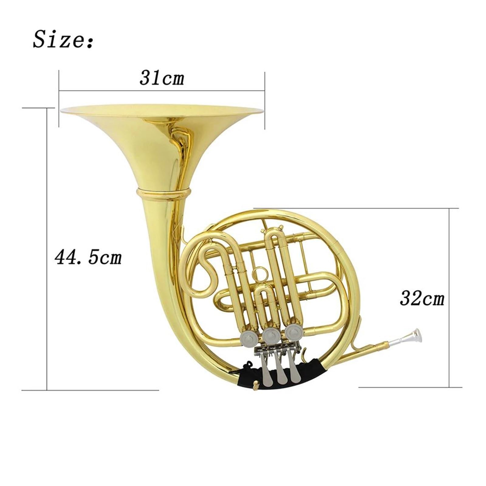Corno Francese Strumento In Ottone Per Corno Francese In Fa Sib A 3 Tasti Dorato Con Scatola E Spazzola Accessori Per Strumenti
