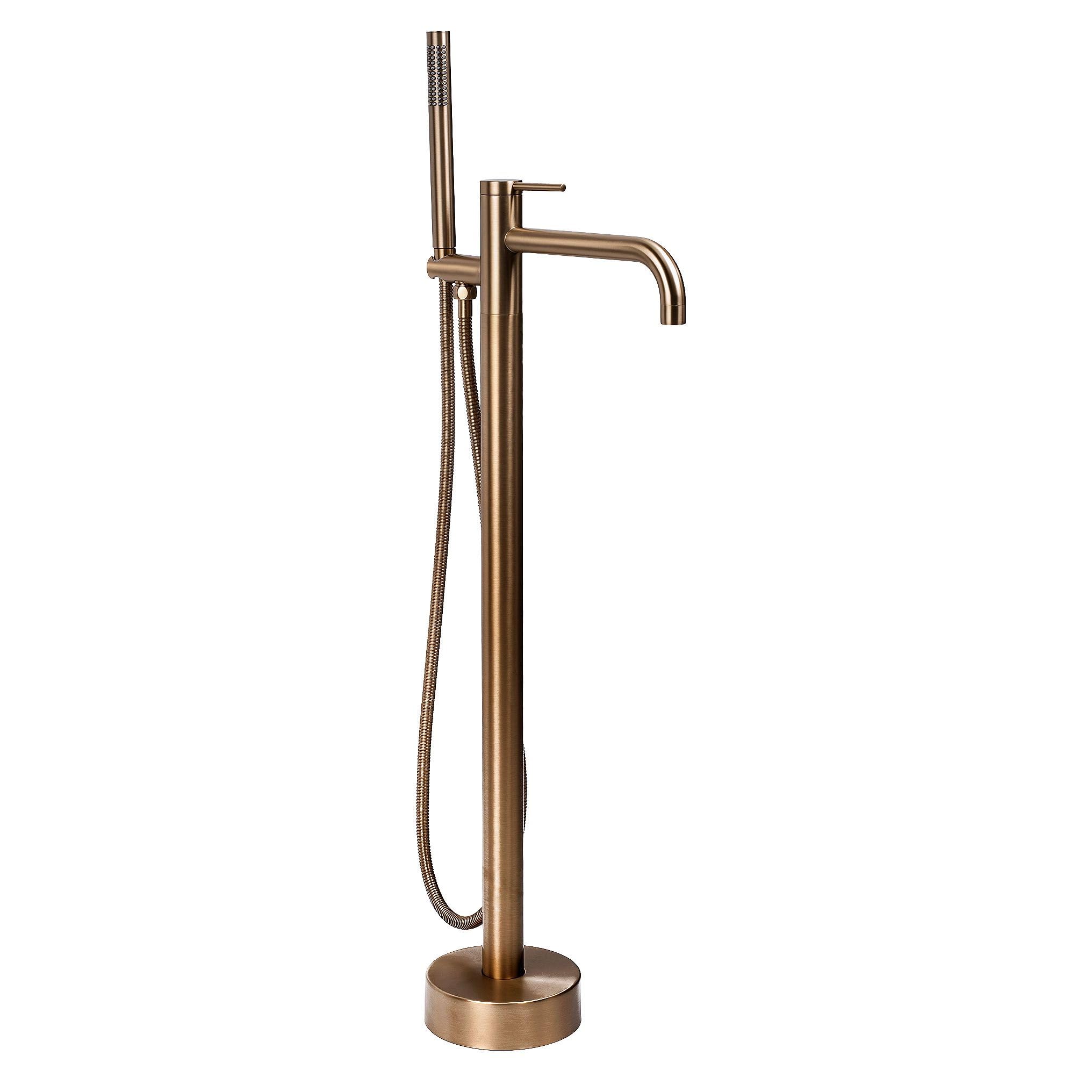Robinet de baignoire sur pied Clif Rea cuivre brossé de dimensions 26x16x99.5 cm