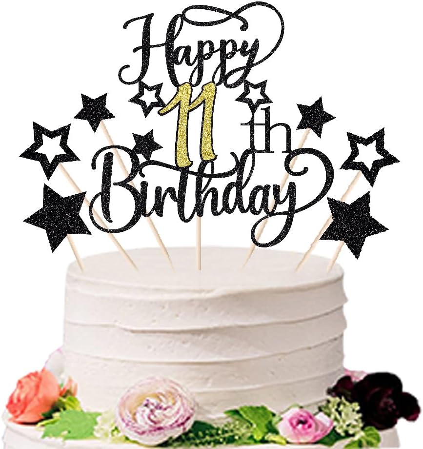 Condition photo showing New/Like New for Set of 7 pieces Happy 10th Birthday Cake Toppers,Set Include 6 Star Glitter and Happy 10th Birthday Cake Toppers with Star Cake Picks for Birthday Party